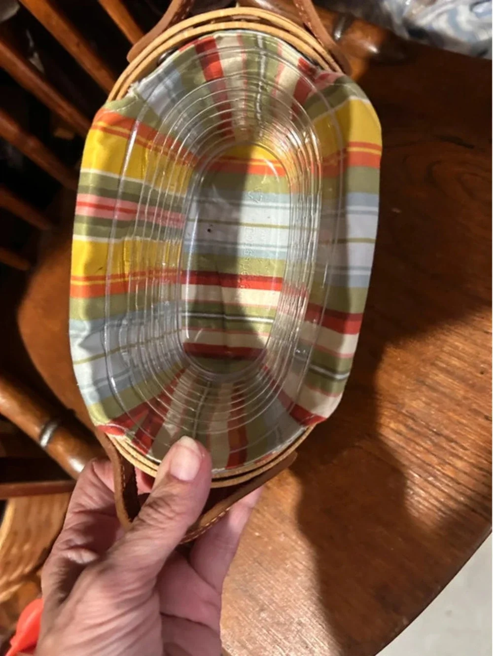 Longaberger Journal basket sunflower stripe liner & protect